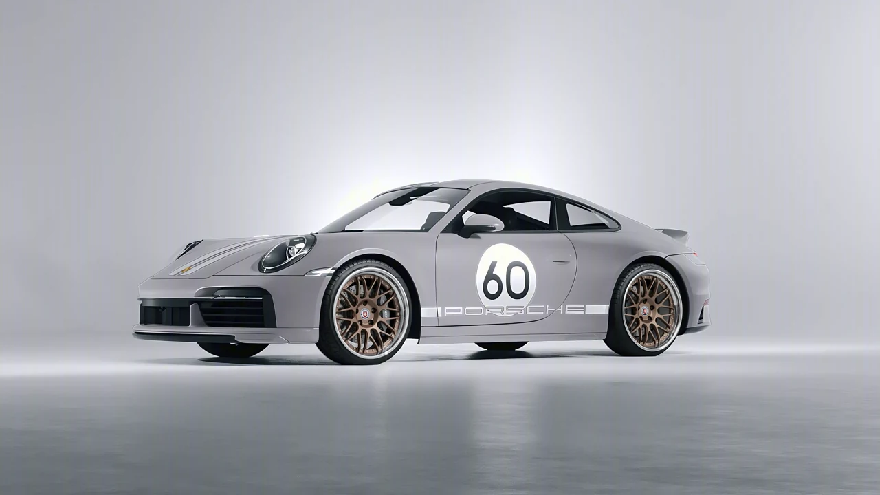 Porsche 911 Sport Classic 2024 on HRE Performance Wheels C100 forged wheels, front three-quarter view