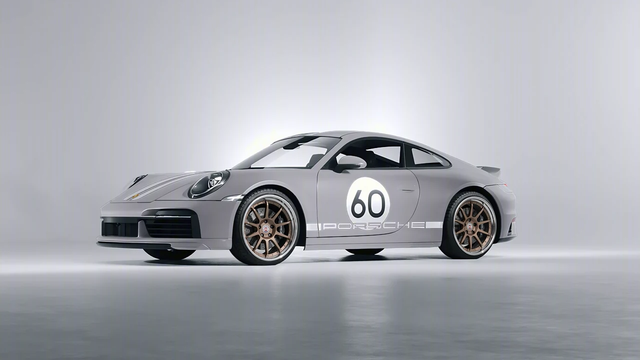 Porsche 911 Sport Classic 2024 on HRE Performance Wheels C103 forged wheels, front three-quarter view