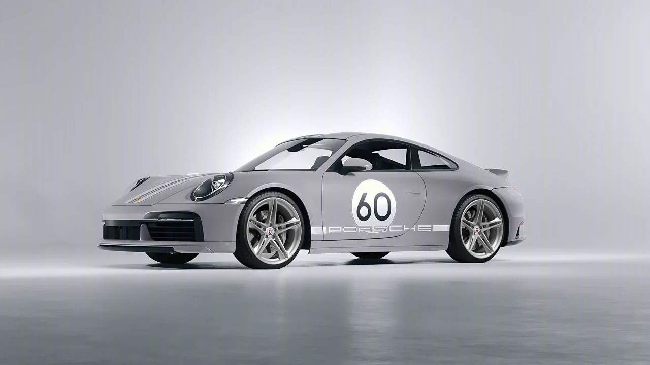 Porsche 911 Sport Classic 2024 on HRE Performance Wheels P207 forged wheels, front three-quarter view