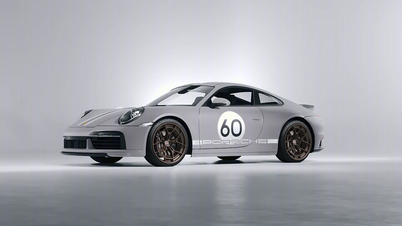 Porsche 911 Sport Classic 2024 on HRE Performance Wheels P301 forged wheels, front three-quarter view