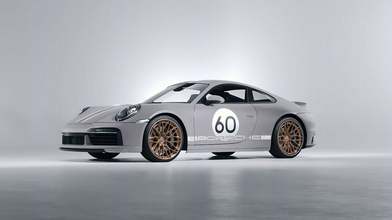 Porsche 911 Sport Classic 2024 on HRE Performance Wheels S200H forged wheels, front three-quarter view