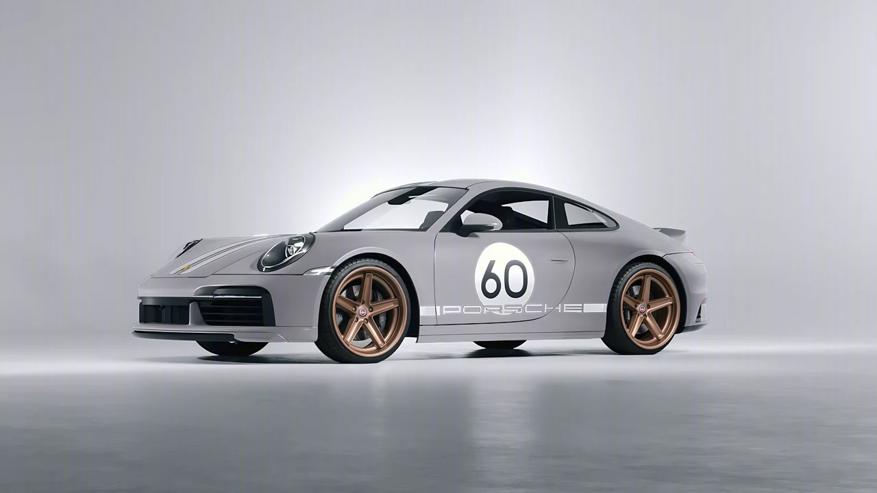Porsche 911 Sport Classic 2024 on HRE Performance Wheels Tusk forged wheels, front three-quarter view