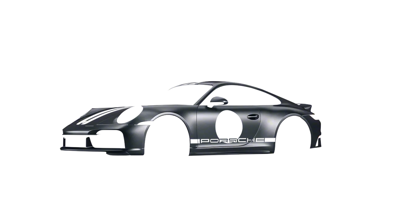 Porsche 911 Sport Classic 2024 wrapped in Black Rock Grey (Avery Dennison SW900-823-M), front three-quarter view
