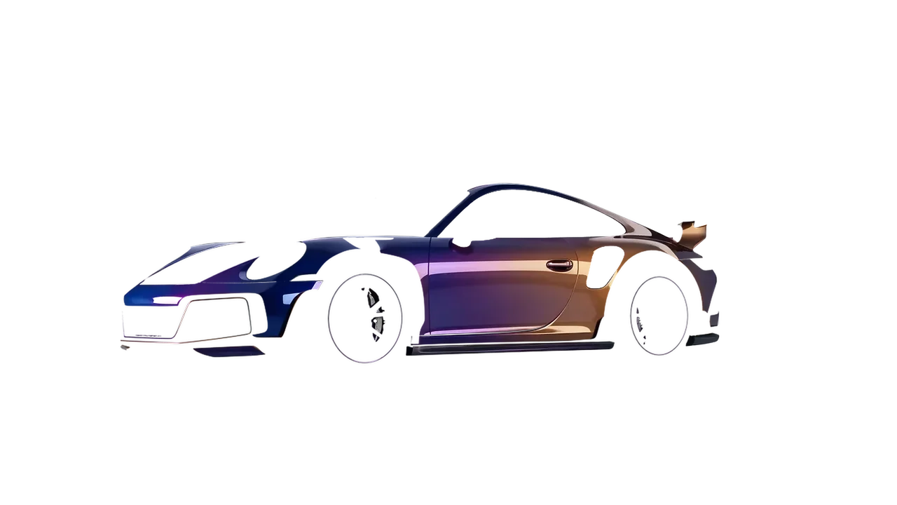 Porsche 911 TechArt GTstreet R 2022 wrapped in Gloss Flip Deep Space (3M GP278), front three-quarter view