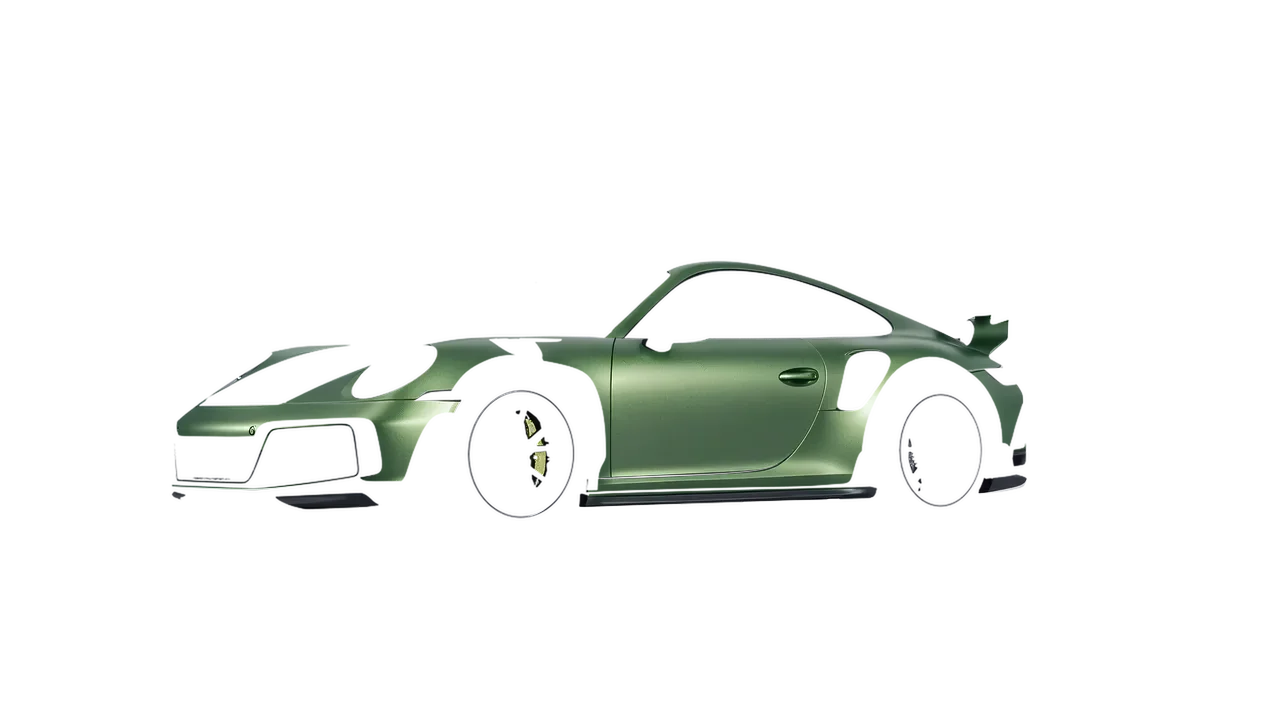 Porsche 911 TechArt GTstreet R 2022 wrapped in Apple Green (Avery Dennison SW900-745-M), front three-quarter view