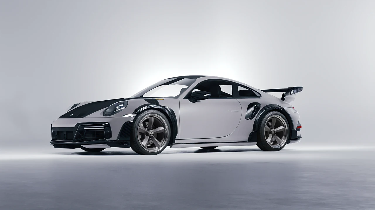 Porsche 911 TechArt GTstreet R 2022 on HRE Performance Wheels 105 forged wheels, front three-quarter view