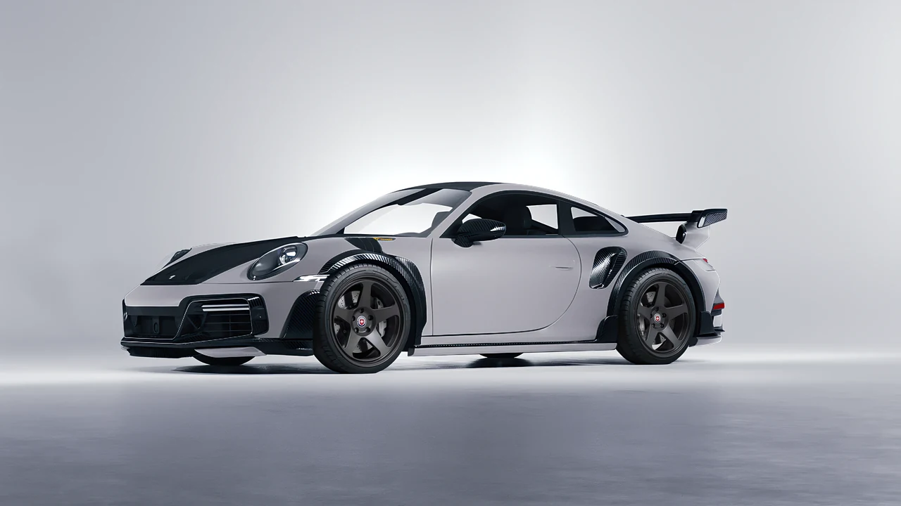 Porsche 911 TechArt GTstreet R 2022 on HRE Performance Wheels 305-GT forged wheels, front three-quarter view