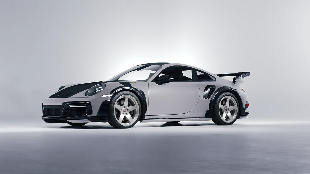Porsche 911 TechArt GTstreet R 2022 on HRE Performance Wheels 305M forged wheels, front three-quarter view