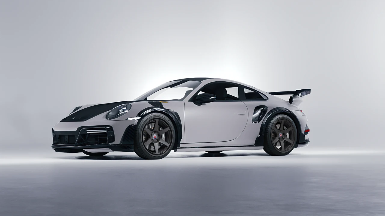 Porsche 911 TechArt GTstreet R 2022 on HRE Performance Wheels 306-GT forged wheels, front three-quarter view