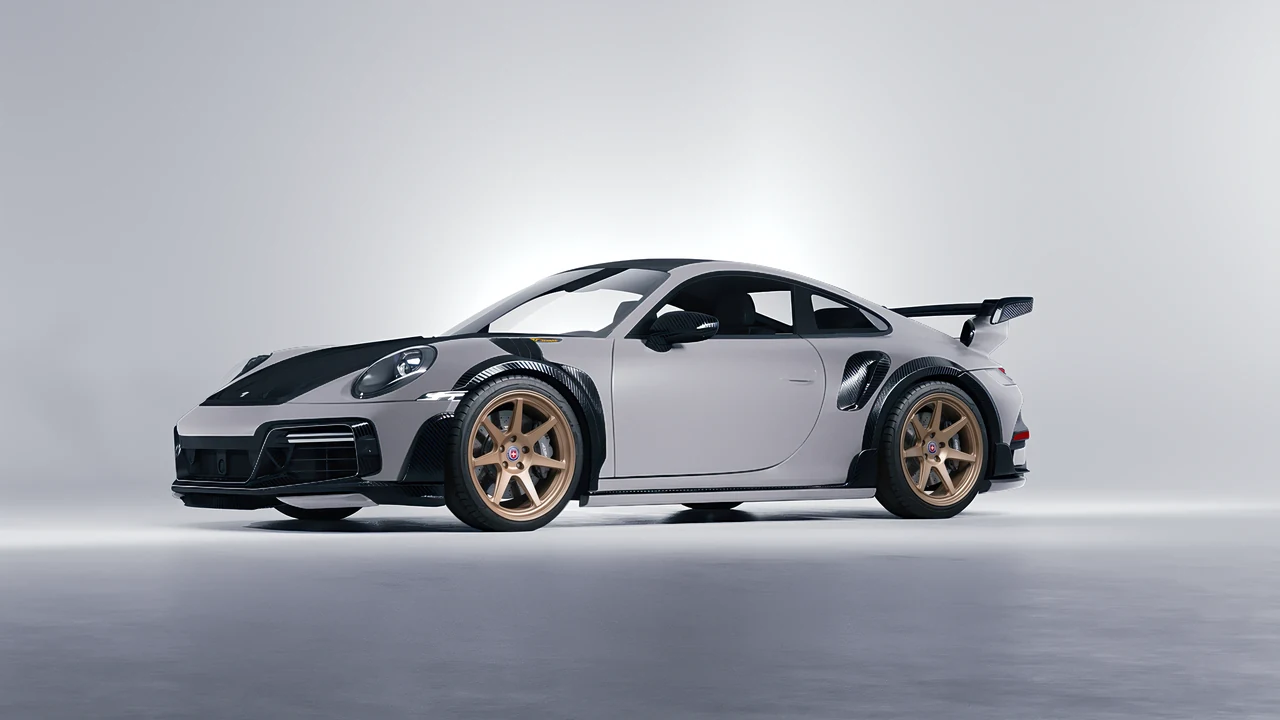 Porsche 911 TechArt GTstreet R 2022 on HRE Performance Wheels 307-GTS forged wheels, front three-quarter view