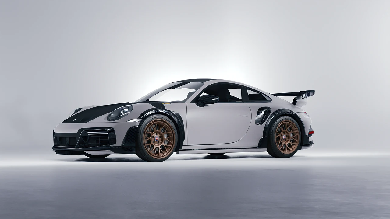 Porsche 911 TechArt GTstreet R 2022 on HRE Performance Wheels 500-GTM forged wheels, front three-quarter view