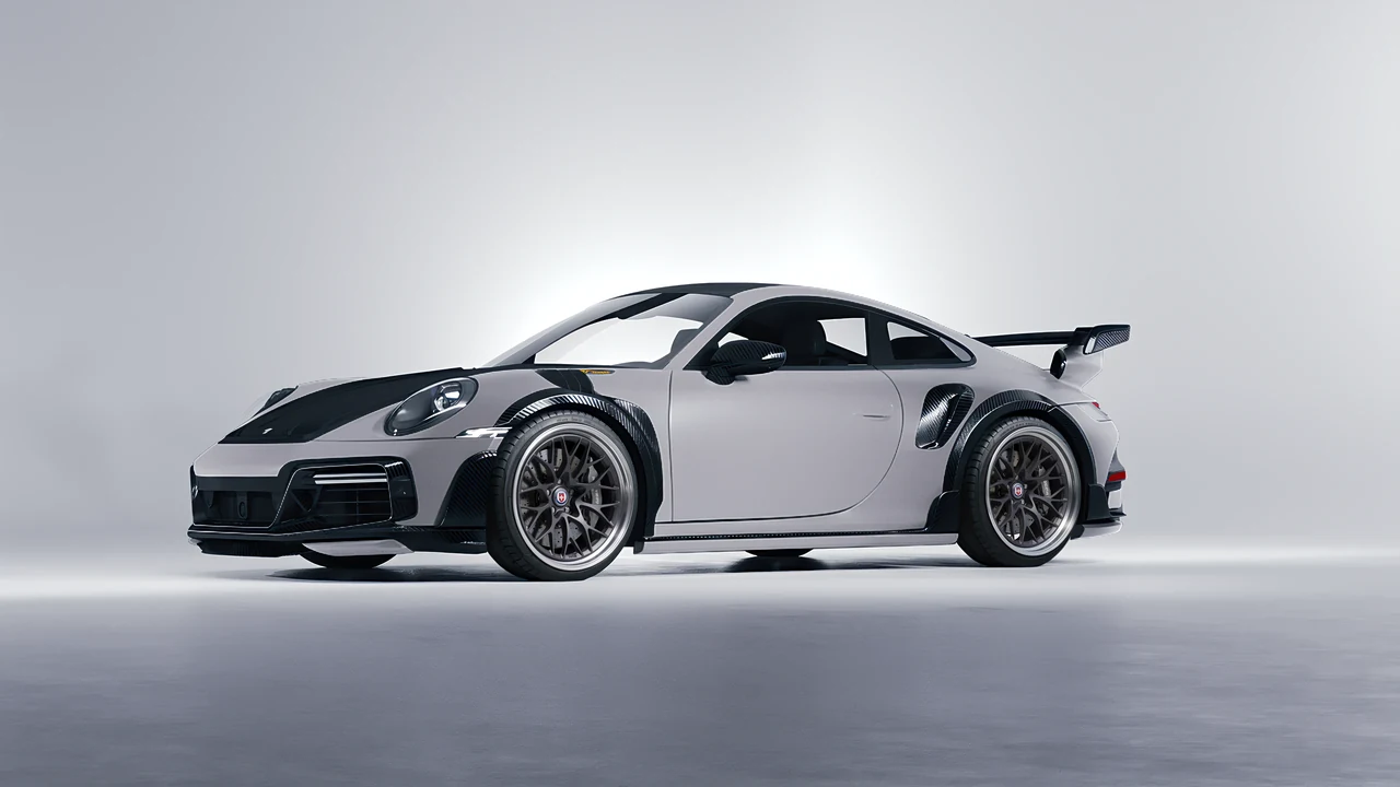 Porsche 911 TechArt GTstreet R 2022 on HRE Performance Wheels 520 forged wheels, front three-quarter view