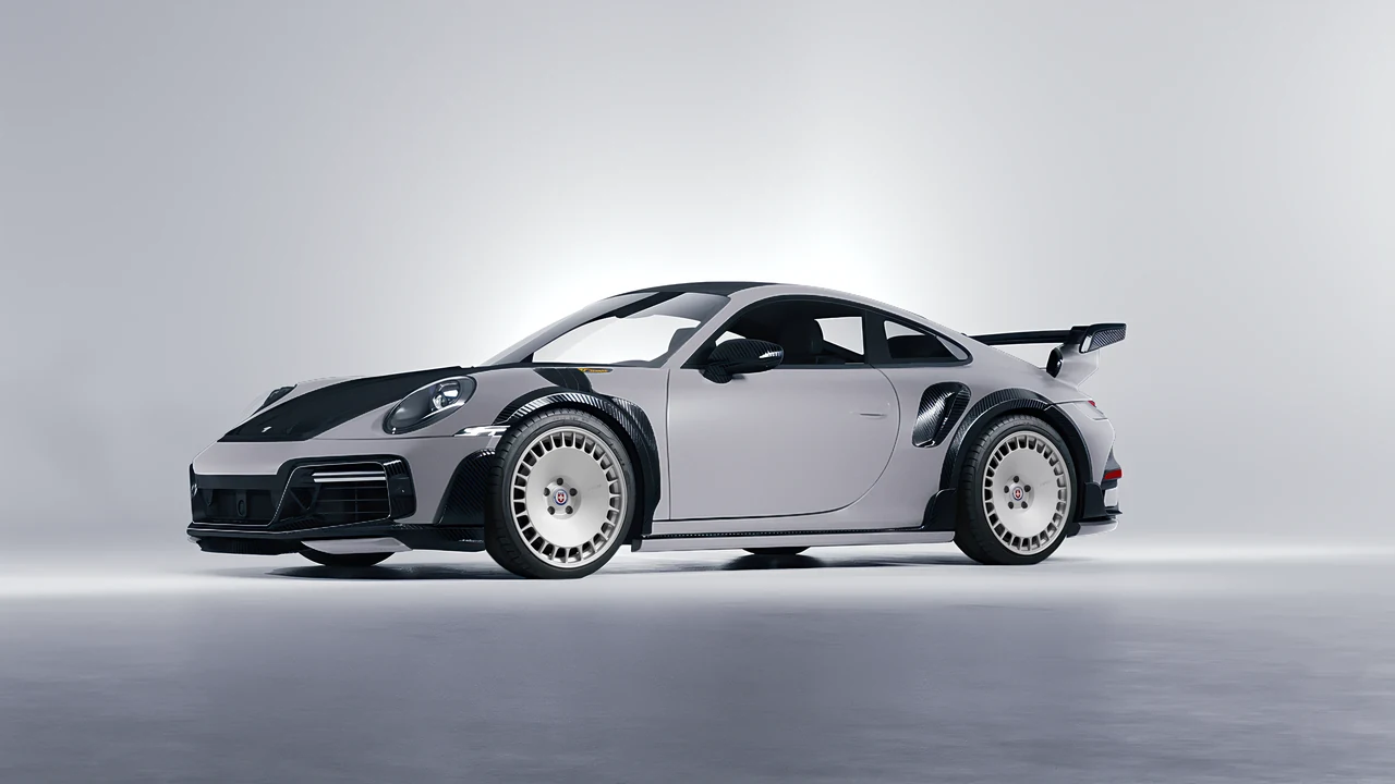 Porsche 911 TechArt GTstreet R 2022 on HRE Performance Wheels 935M forged wheels, front three-quarter view