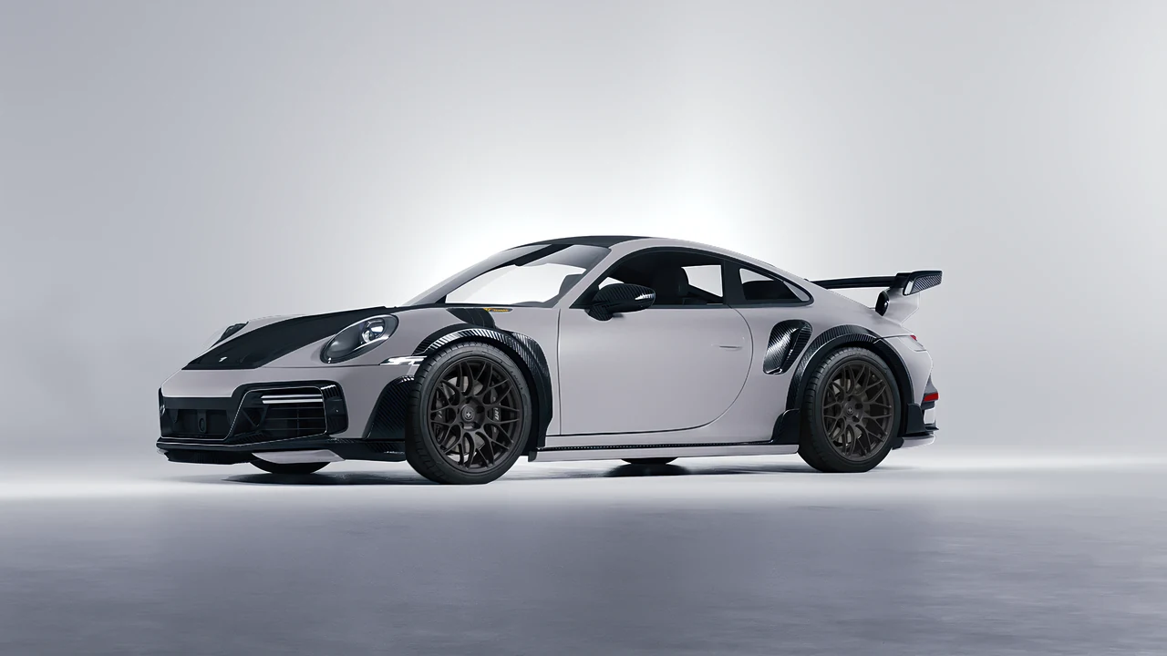 Porsche 911 TechArt GTstreet R 2022 on HRE Performance Wheels RC100 forged wheels, front three-quarter view