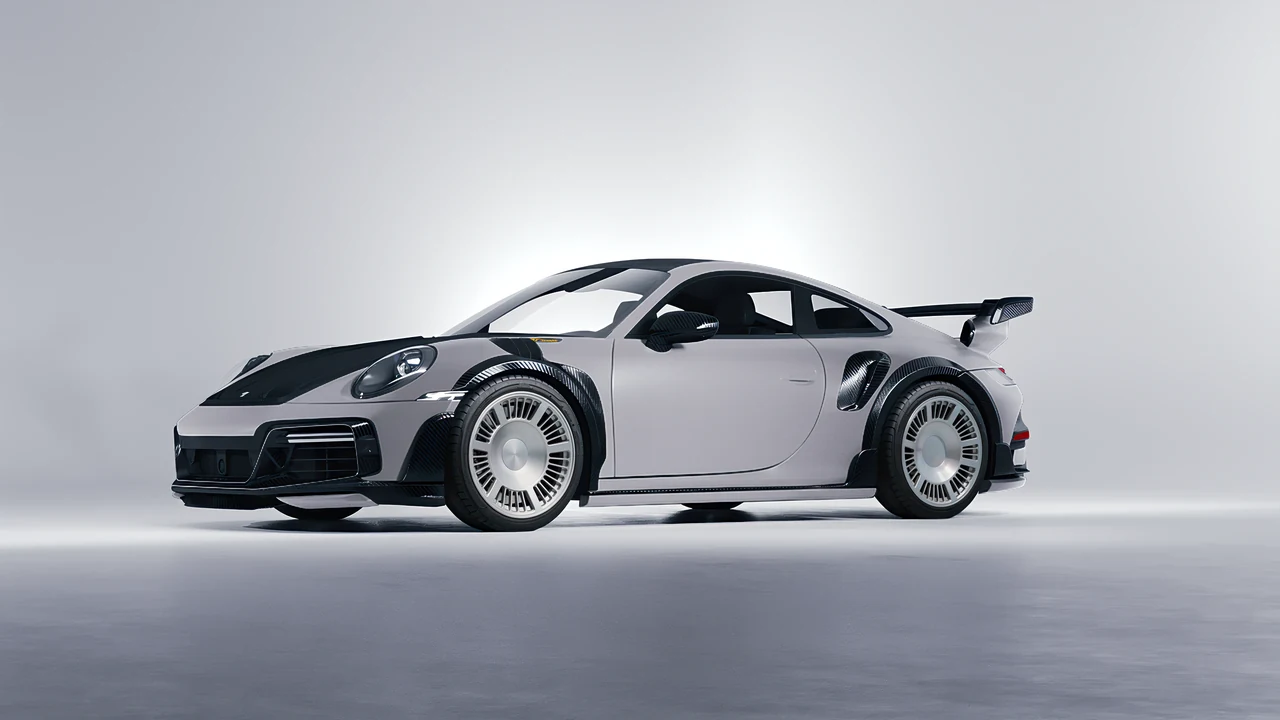 Porsche 911 TechArt GTstreet R 2022 on RDB LA Masterpiece forged wheels, front three-quarter view