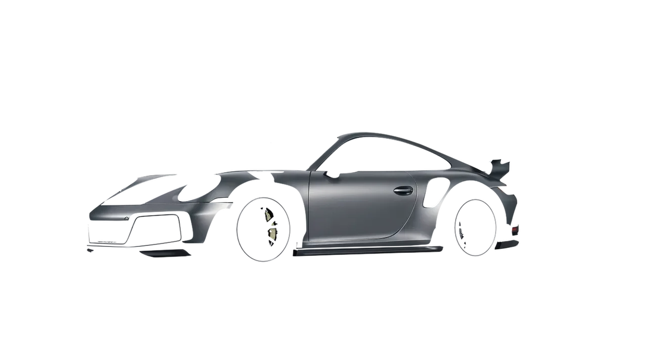 Porsche 911 TechArt GTstreet R 2022 wrapped in Black Rock Grey (Avery Dennison SW900-823-M), front three-quarter view