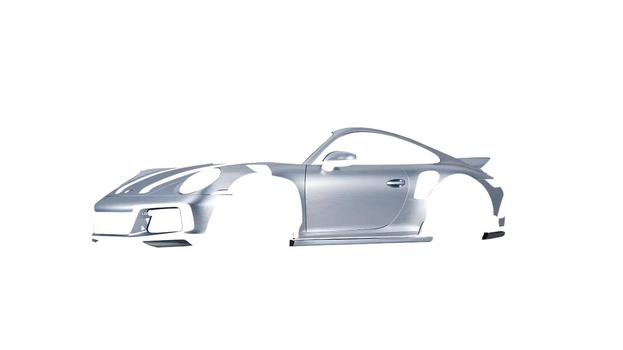 Porsche 911 TechArt GTstreet R Touring 2022 wrapped in Brushed Aluminum (Avery Dennison SW900-812-X), front three-quarter view