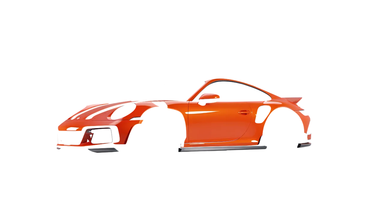 Porsche 911 TechArt GTstreet R Touring 2022 wrapped in Fiery Orange (3M G364), front three-quarter view
