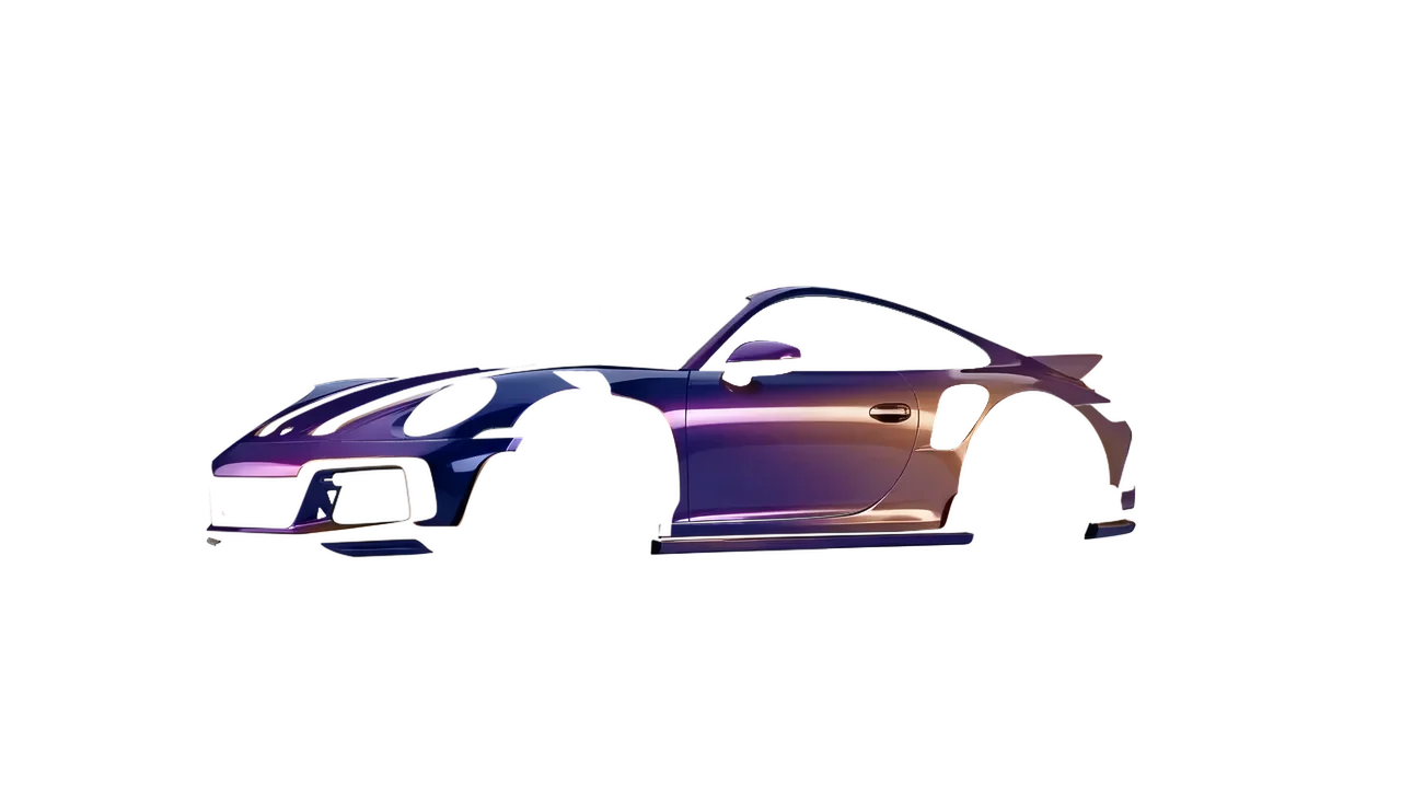 Porsche 911 TechArt GTstreet R Touring 2022 wrapped in Gloss Flip Deep Space (3M GP278), front three-quarter view