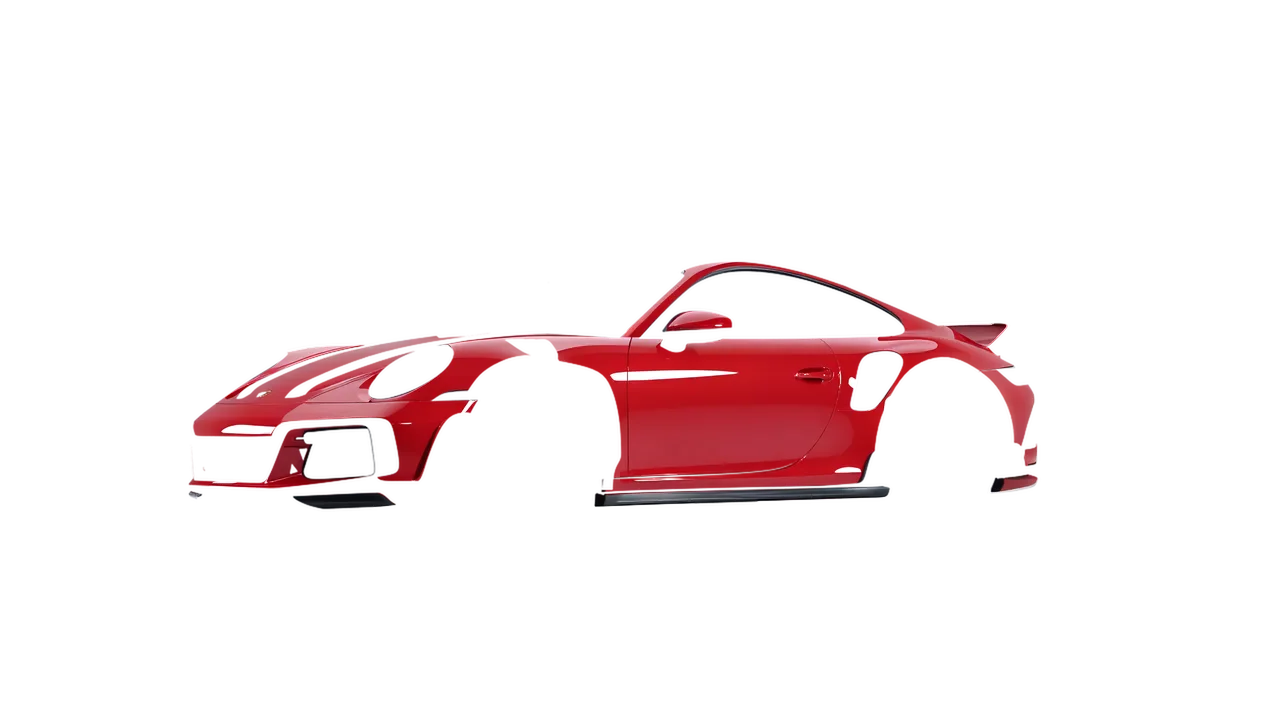 Porsche 911 TechArt GTstreet R Touring 2022 wrapped in Hot Rod Red (3M G13), front three-quarter view