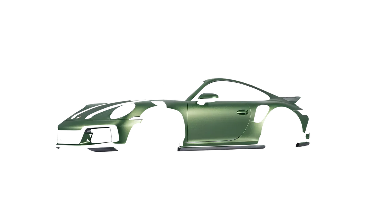 Porsche 911 TechArt GTstreet R Touring 2022 wrapped in Apple Green (Avery Dennison SW900-745-M), front three-quarter view