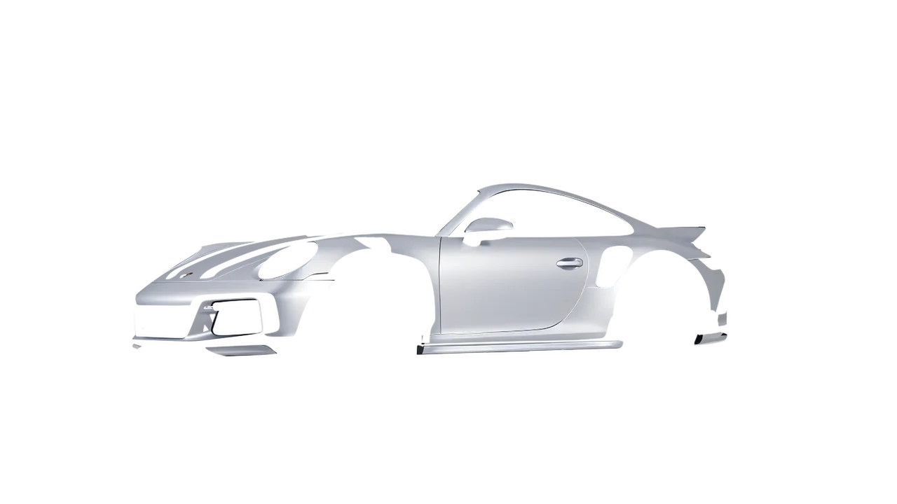 Porsche 911 TechArt GTstreet R Touring 2022 wrapped in Matte Silver (3M M21), front three-quarter view