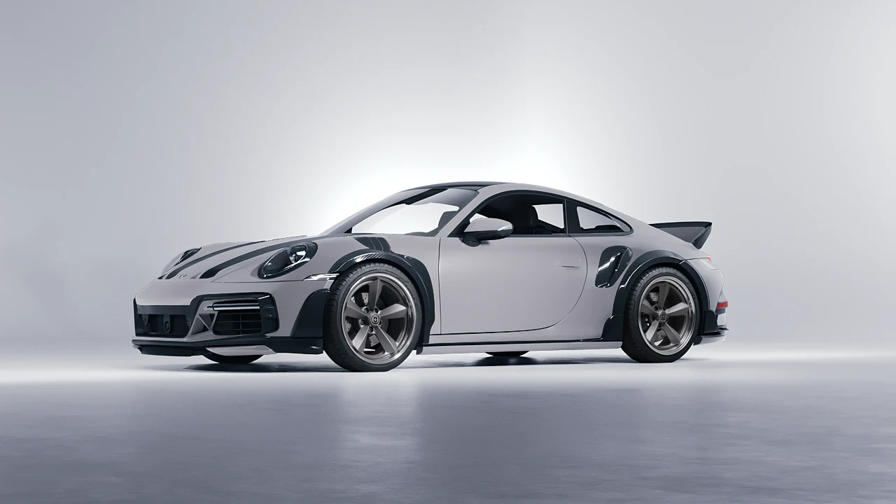 Porsche 911 TechArt GTstreet R Touring 2022 on HRE Performance Wheels 105 forged wheels, front three-quarter view