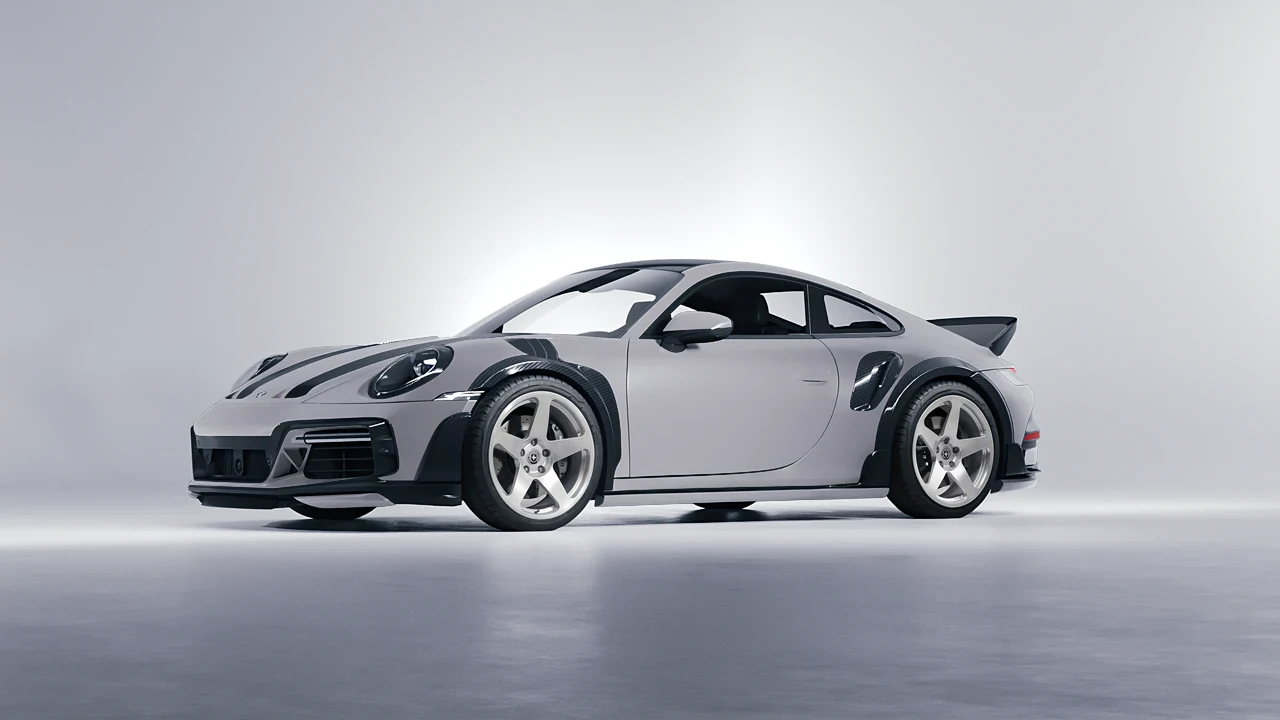 Porsche 911 TechArt GTstreet R Touring 2022 on HRE Performance Wheels 305M forged wheels, front three-quarter view