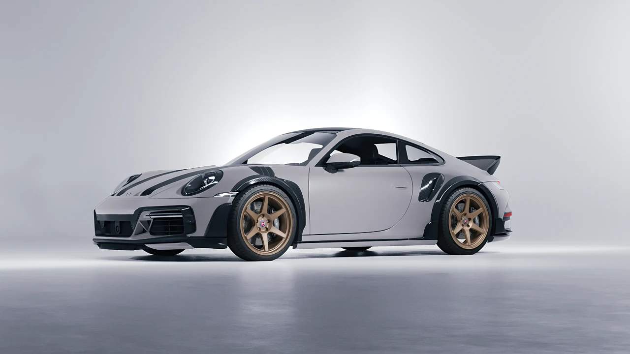 Porsche 911 TechArt GTstreet R Touring 2022 on HRE Performance Wheels 306-GTS forged wheels, front three-quarter view