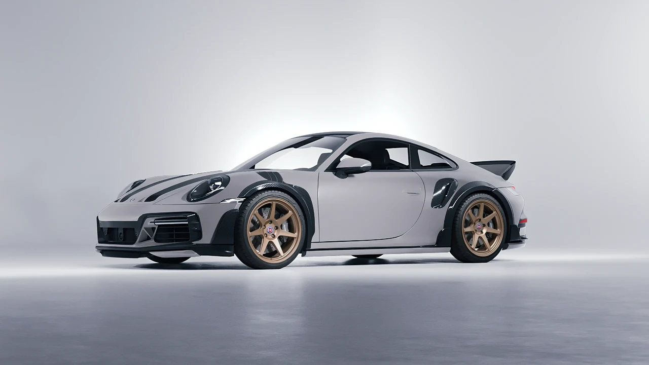 Porsche 911 TechArt GTstreet R Touring 2022 on HRE Performance Wheels 307-GTS forged wheels, front three-quarter view
