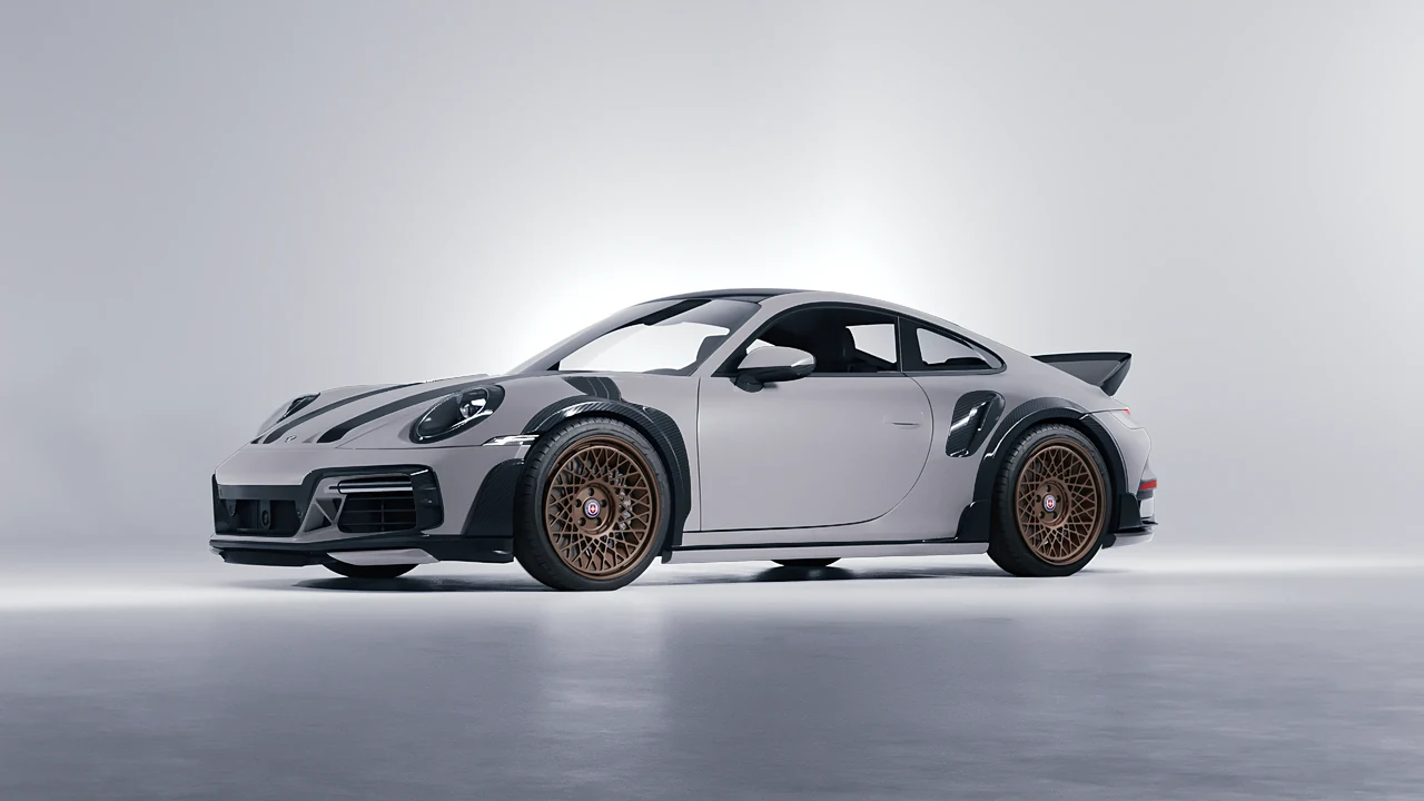 Porsche 911 TechArt GTstreet R Touring 2022 on HRE Performance Wheels 501-GTM forged wheels, front three-quarter view