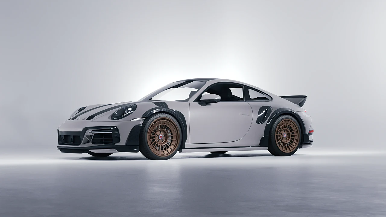 Porsche 911 TechArt GTstreet R Touring 2022 on HRE Performance Wheels 515-GTM forged wheels, front three-quarter view
