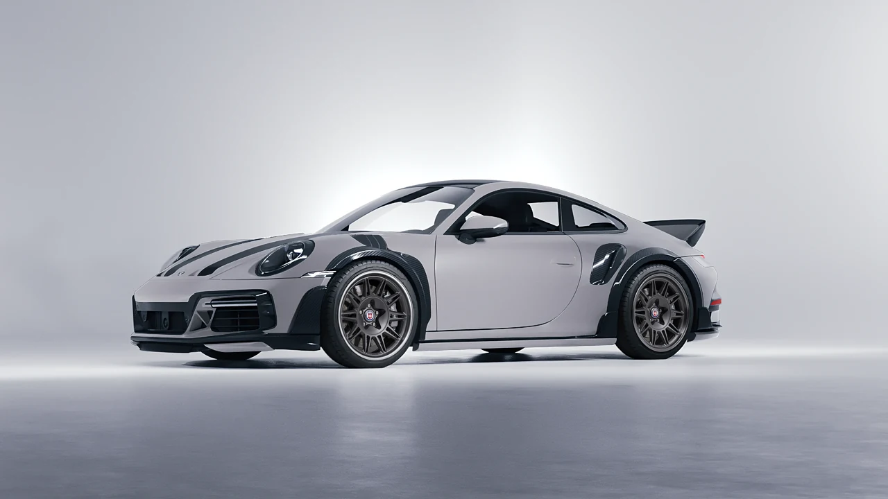 Porsche 911 TechArt GTstreet R Touring 2022 on HRE Performance Wheels 528 forged wheels, front three-quarter view