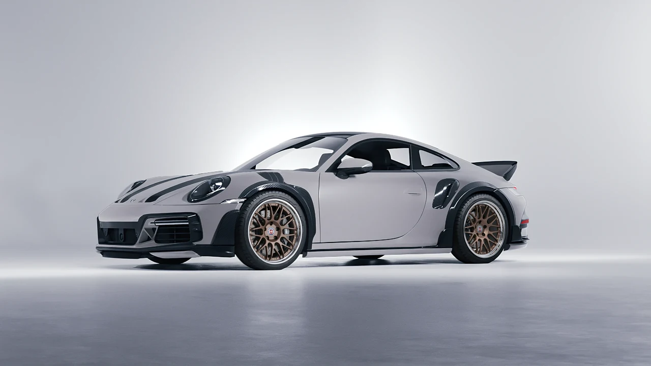 Porsche 911 TechArt GTstreet R Touring 2022 on HRE Performance Wheels C100 forged wheels, front three-quarter view