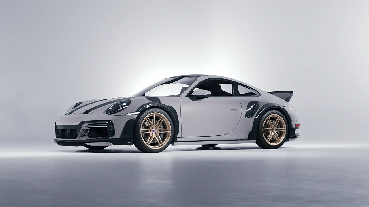 Porsche 911 TechArt GTstreet R Touring 2022 on HRE Performance Wheels P106 forged wheels, front three-quarter view
