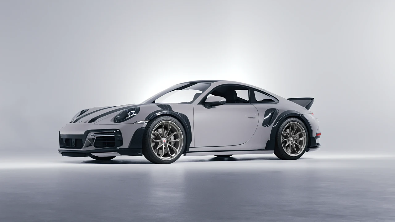 Porsche 911 TechArt GTstreet R Touring 2022 on HRE Performance Wheels P201 forged wheels, front three-quarter view