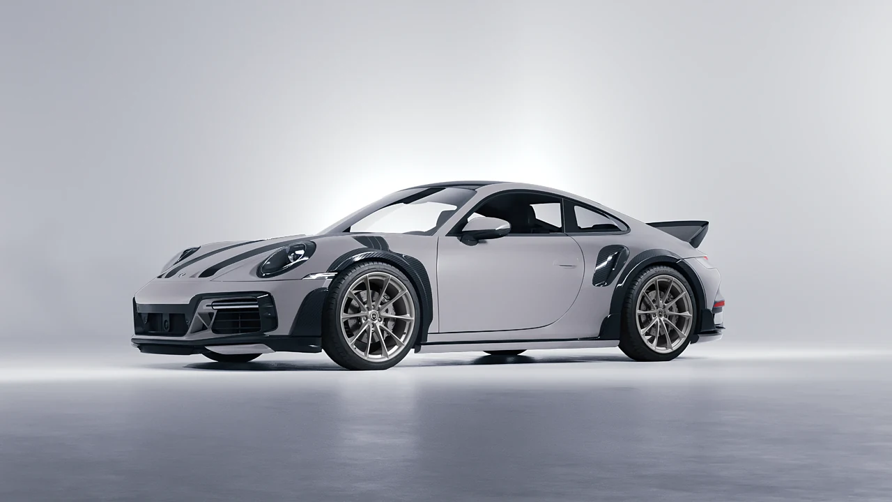 Porsche 911 TechArt GTstreet R Touring 2022 on HRE Performance Wheels P204 forged wheels, front three-quarter view