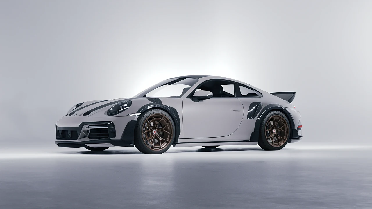 Porsche 911 TechArt GTstreet R Touring 2022 on HRE Performance Wheels P301 forged wheels, front three-quarter view