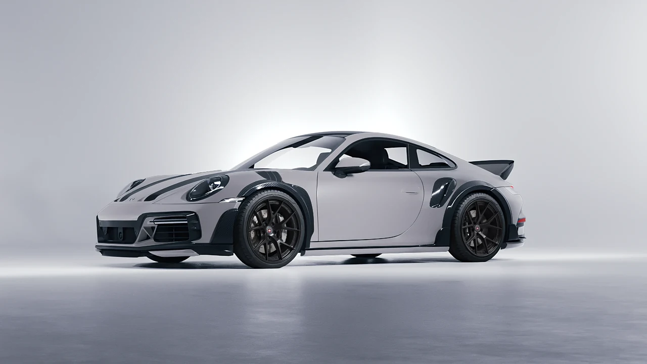 Porsche 911 TechArt GTstreet R Touring 2022 on HRE Performance Wheels S101 forged wheels, front three-quarter view