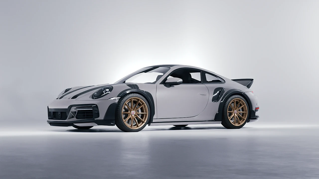 Porsche 911 TechArt GTstreet R Touring 2022 on HRE Performance Wheels S104SC forged wheels, front three-quarter view