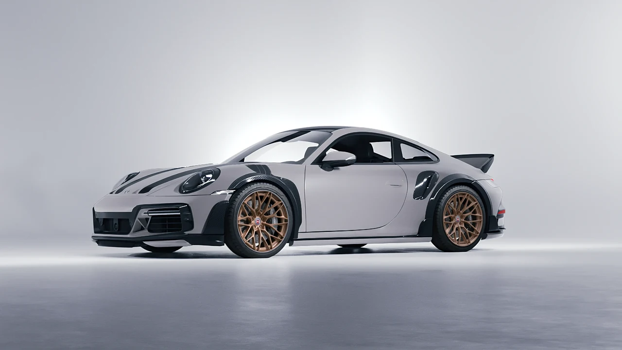 Porsche 911 TechArt GTstreet R Touring 2022 on HRE Performance Wheels S200H forged wheels, front three-quarter view