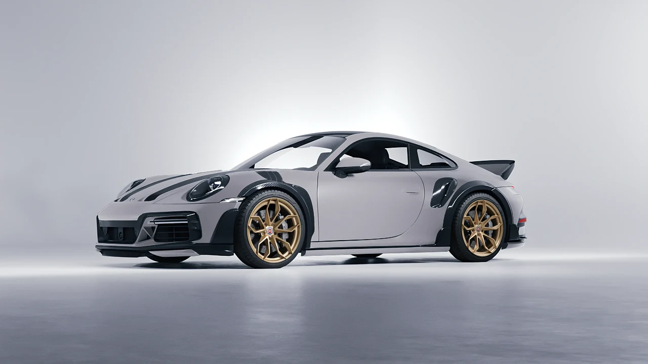 Porsche 911 TechArt GTstreet R Touring 2022 on HRE Performance Wheels S201H forged wheels, front three-quarter view