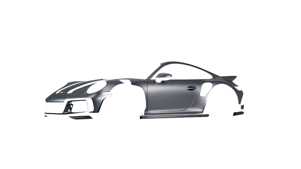 Porsche 911 TechArt GTstreet R Touring 2022 wrapped in Black Rock Grey (Avery Dennison SW900-823-M), front three-quarter view