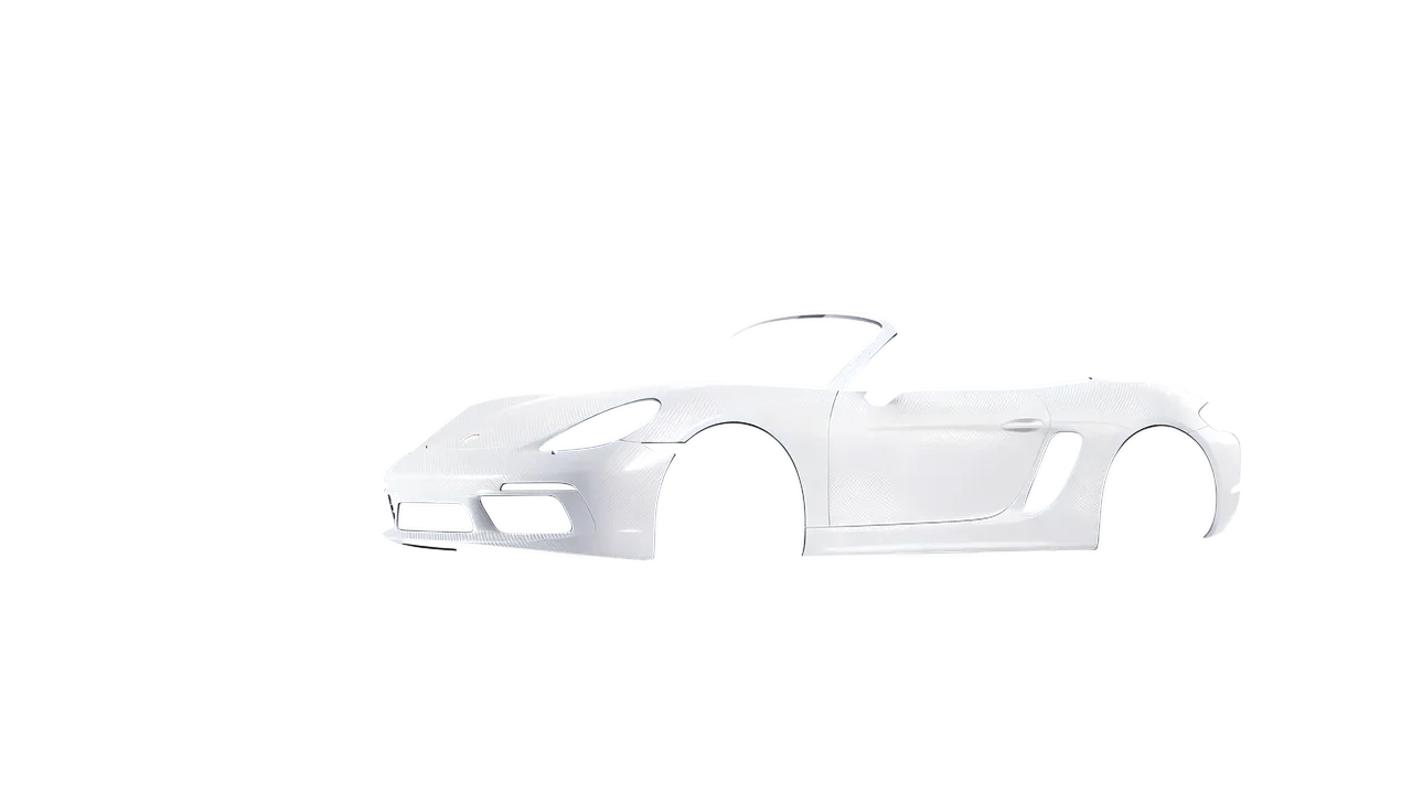 Porsche Boxster 2023 wrapped in Carbon Fiber White (Avery Dennison SW900-115-X), front three-quarter view