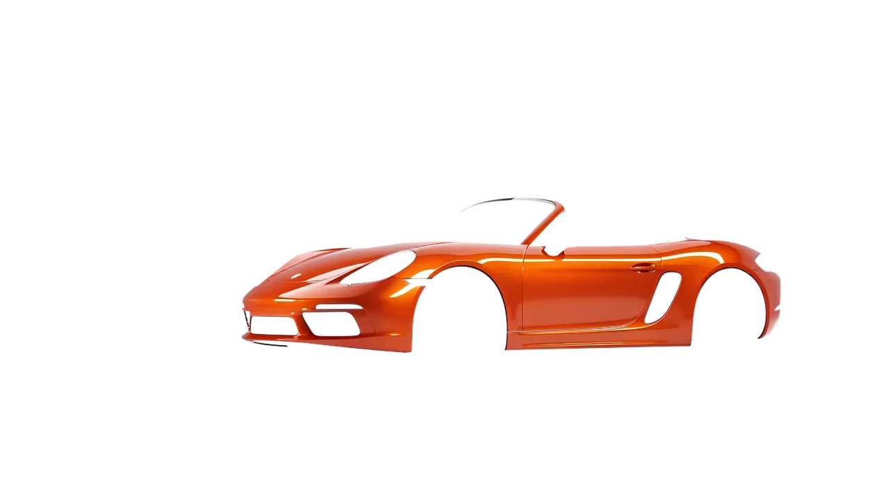 Porsche Boxster 2023 wrapped in Fiery Orange (3M G364), front three-quarter view