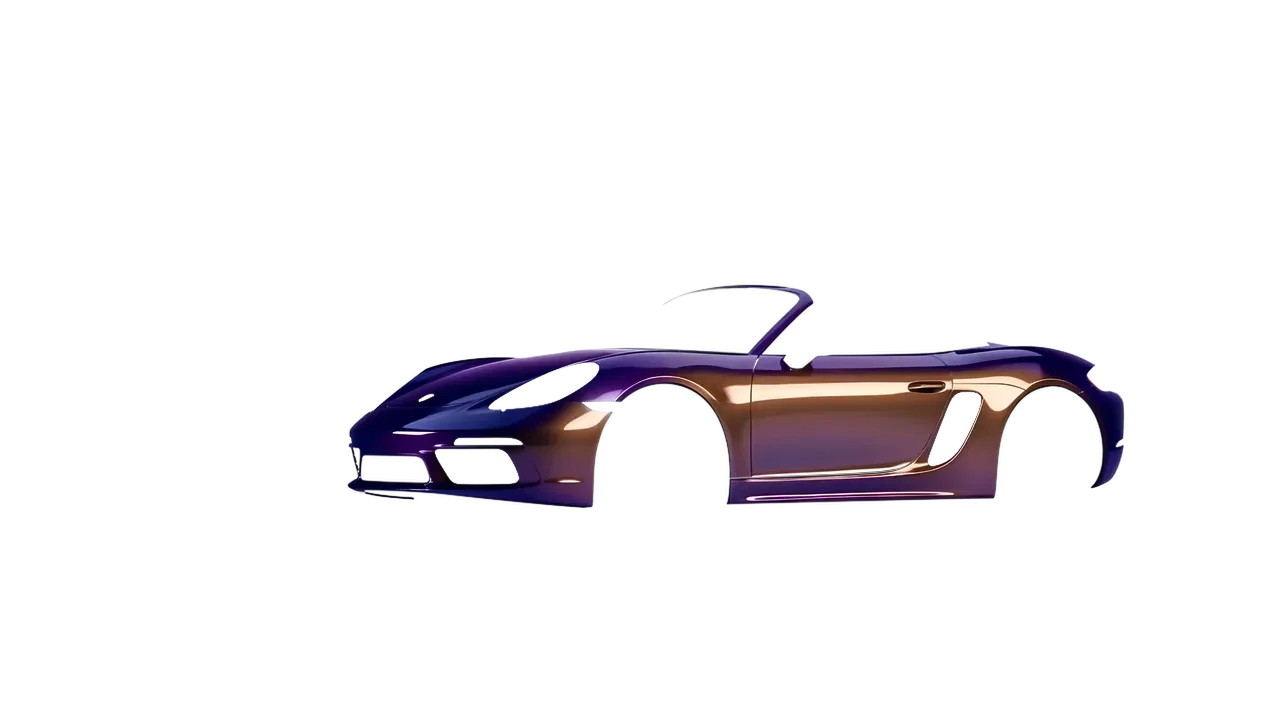 Porsche Boxster 2023 wrapped in Gloss Flip Deep Space (3M GP278), front three-quarter view