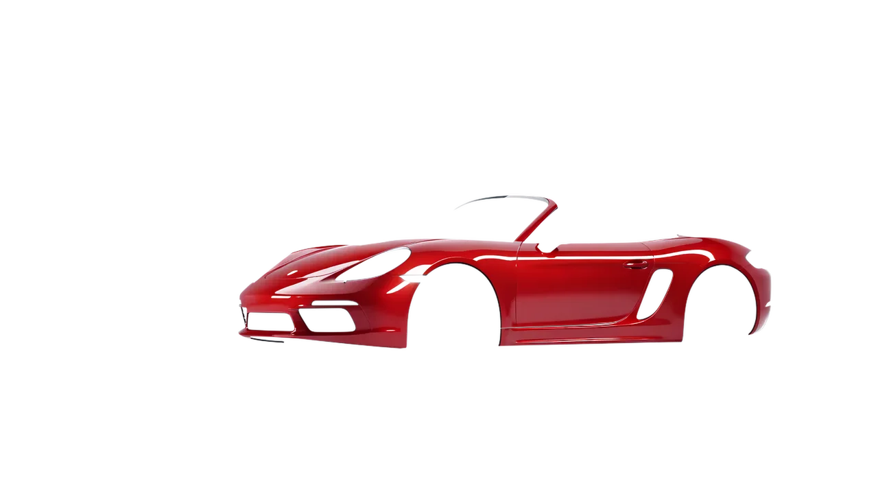 Porsche Boxster 2023 wrapped in Hot Rod Red (3M G13), front three-quarter view
