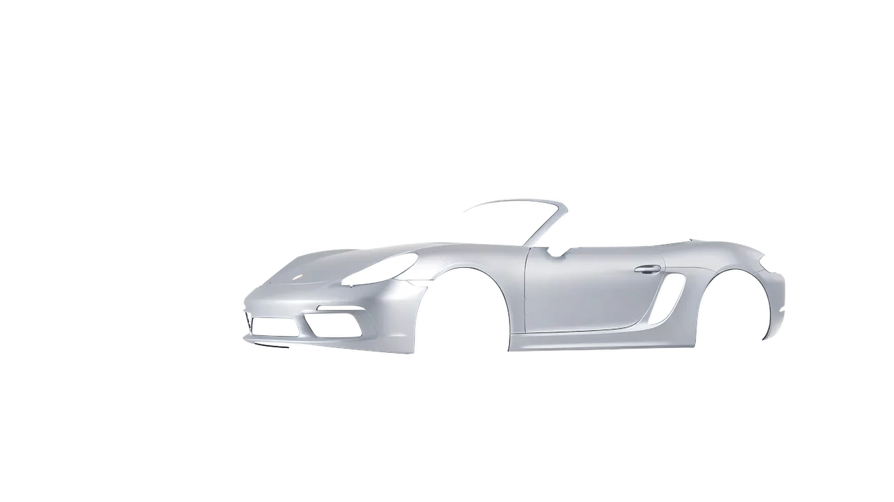 Porsche Boxster 2023 wrapped in Matte Silver (3M M21), front three-quarter view