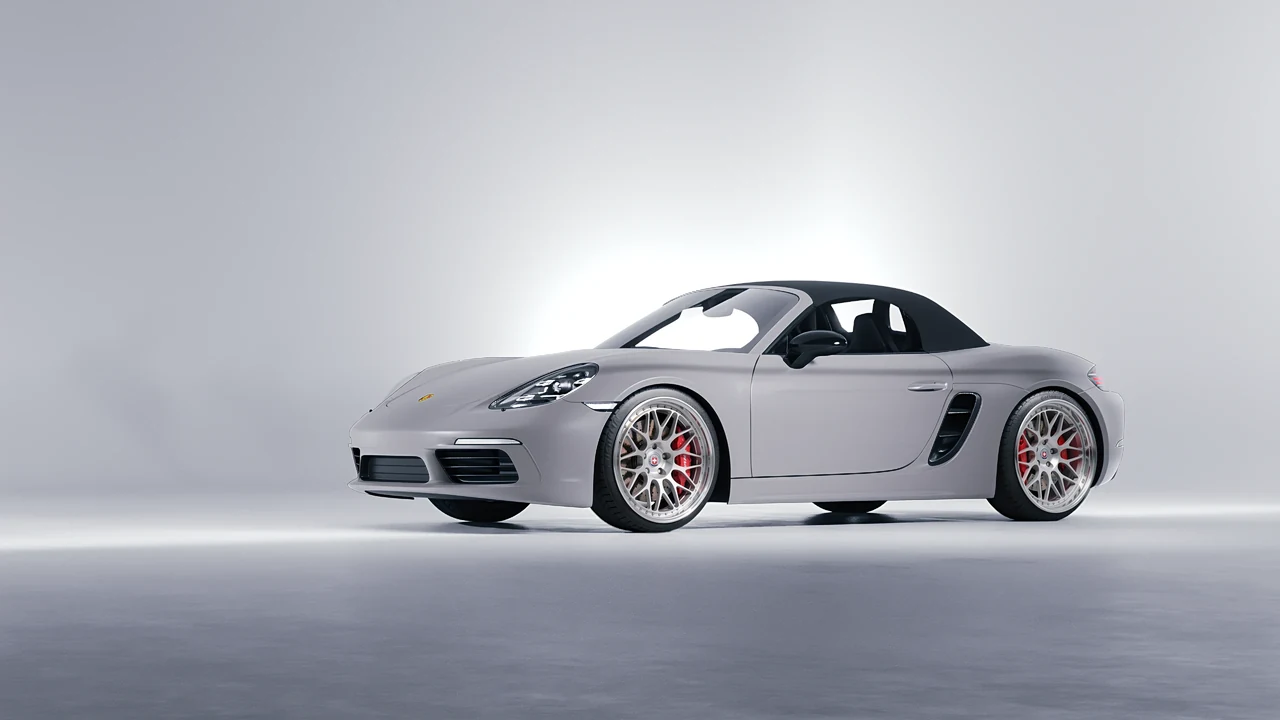Porsche Boxster 2023 on HRE Performance Wheels 300 forged wheels, front three-quarter view