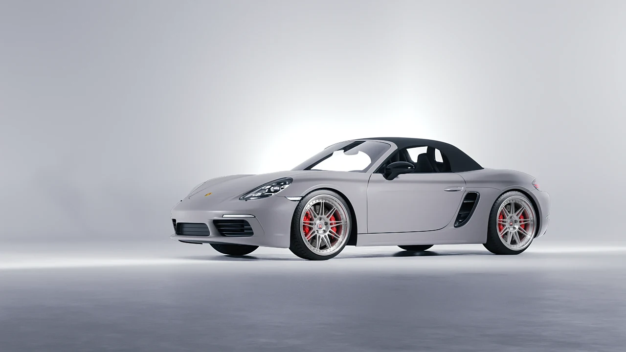 Porsche Boxster 2023 on HRE Performance Wheels 301 forged wheels, front three-quarter view